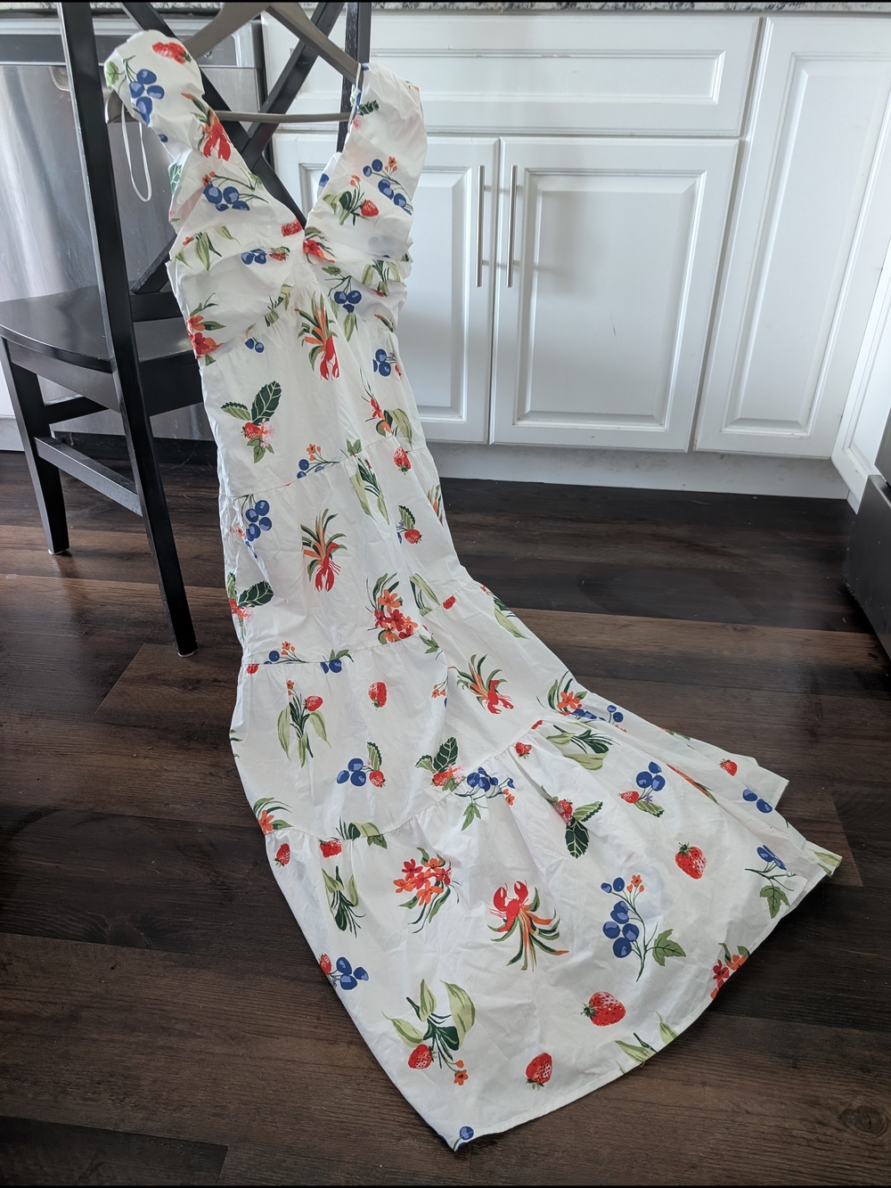 Petal & Pup White Maxi Dress with Red, Blue & Green Floral Print - Picture 1 of 14